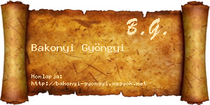Bakonyi Gyöngyi névjegykártya
